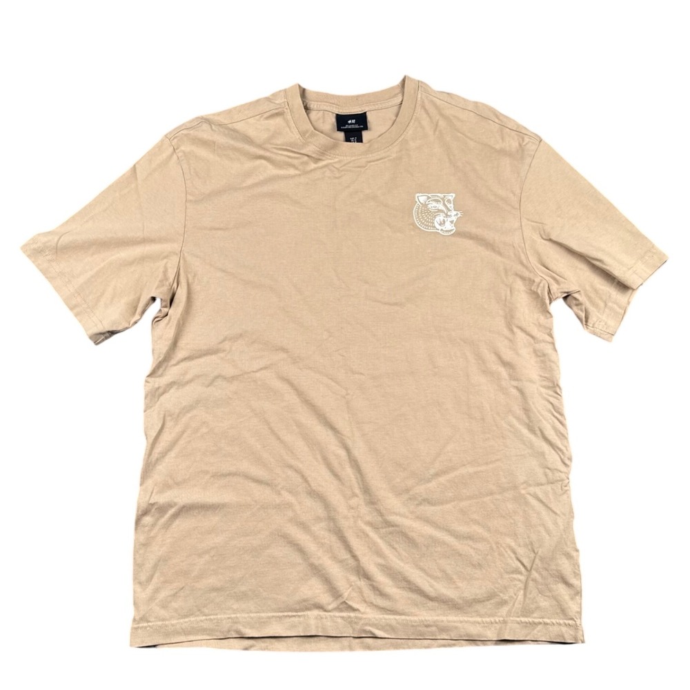 H&M Leathercraft Tiger Graphic Tee‎ Mens M Tan Brown Streetwear 390
